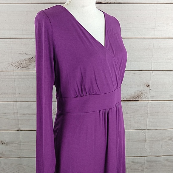 Eileen Fisher V Neck Surplice Purple Dress - Picture 2 of 8